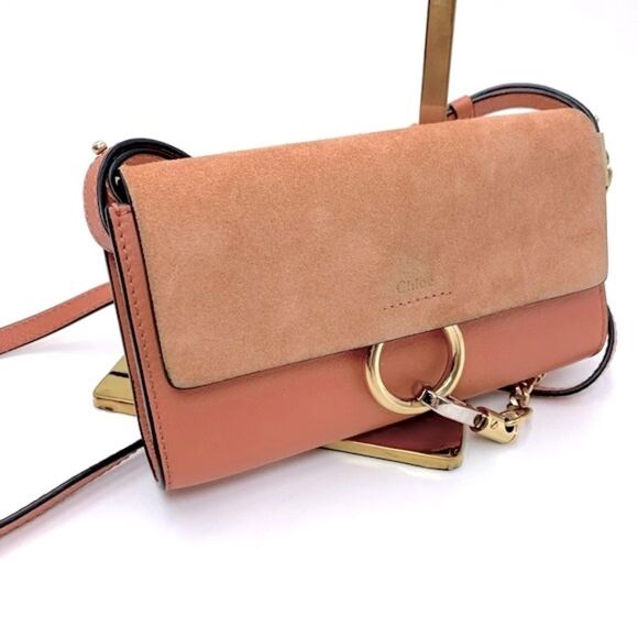 Auth Chloe Tonal Pink Leather Suede Mini Faye Crossbody Bag Preloved - Picture 11 of 14